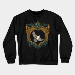 Dove in antique gold frame with engraving drawing style Crewneck Sweatshirt